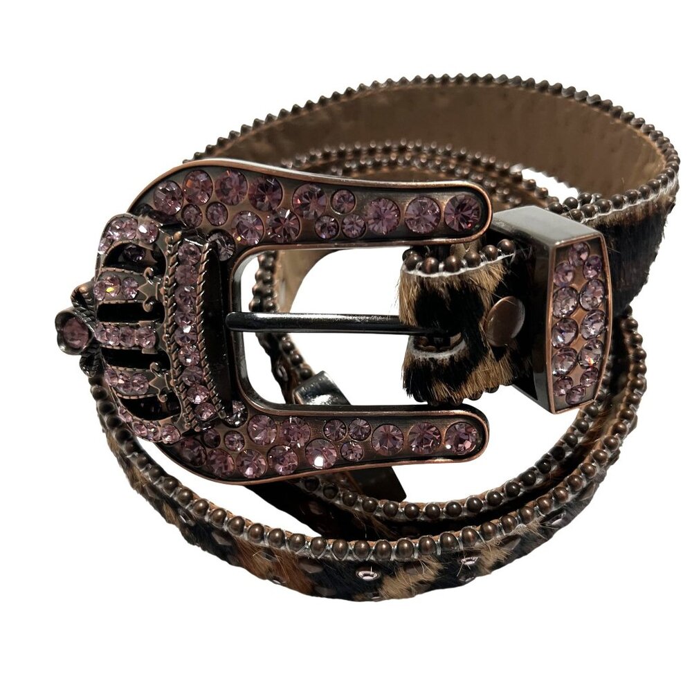 B.B. Simon Divinity Belt Crystal Crown Collection in Leopard